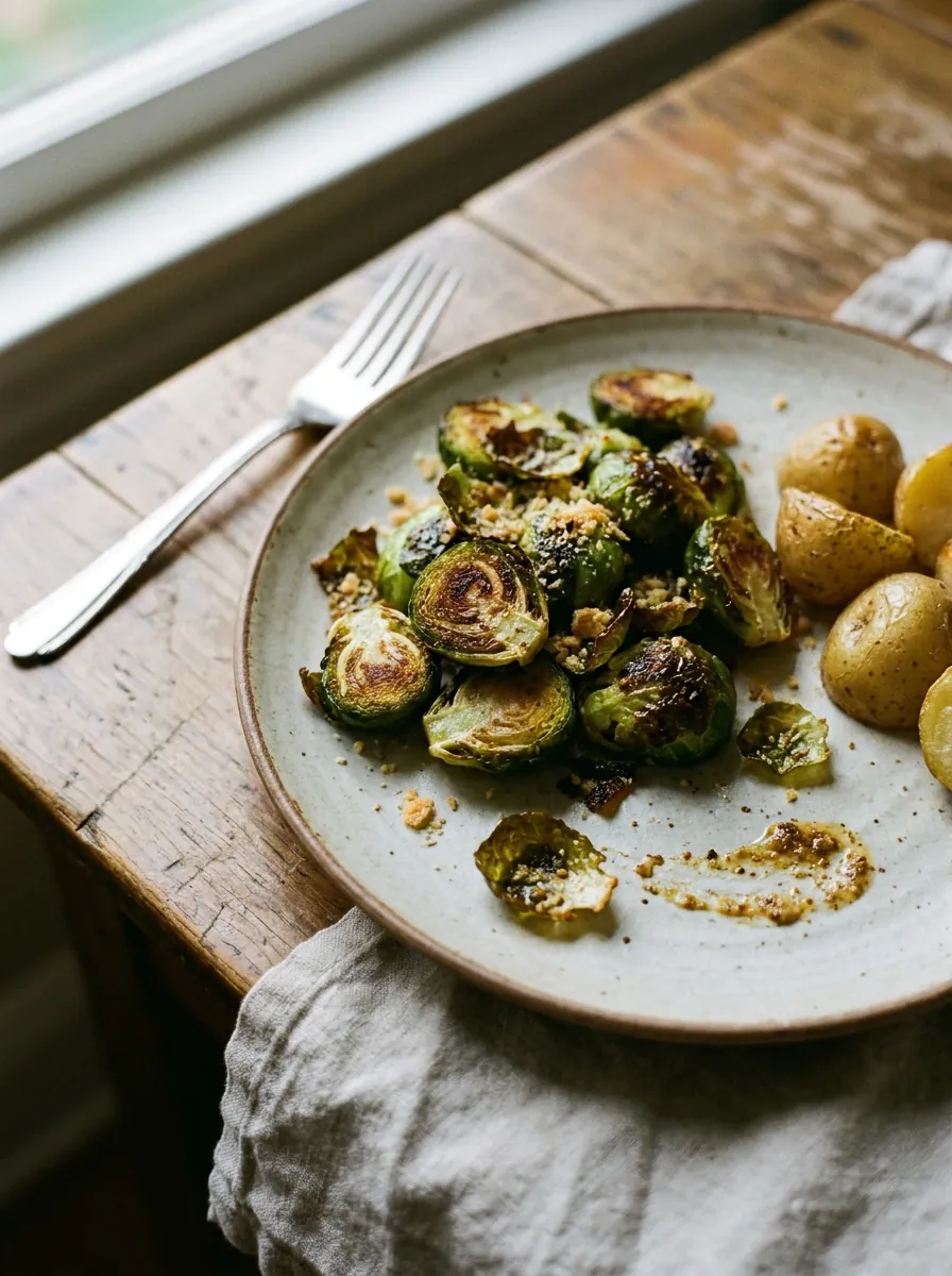 Illustratives Bild von Airfryer-Rosenkohl mit Parmesan als Gemüsebeilage