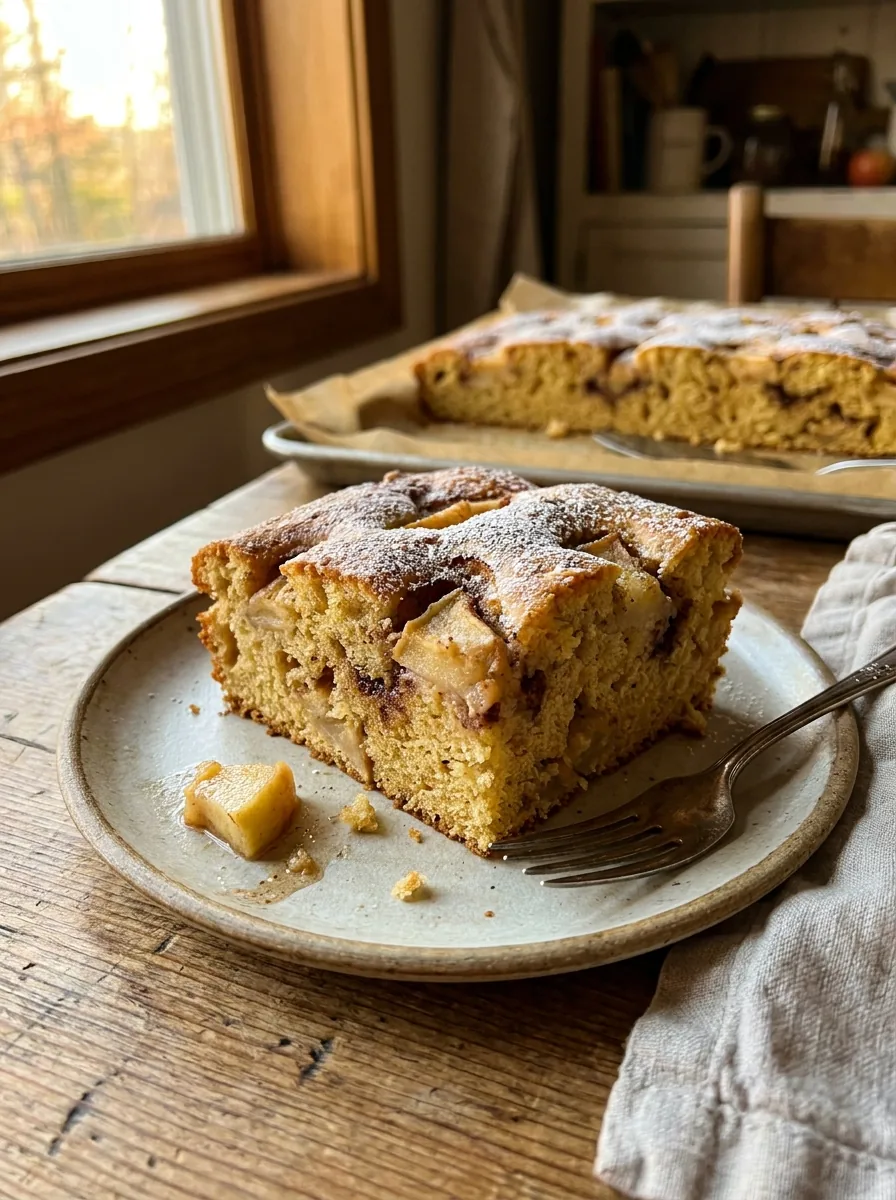 Illustratives Stück saftiger Apfel-Zimt-Kuchen