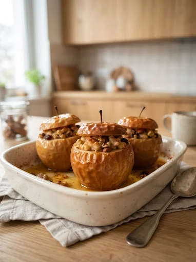 Fertiger Bratapfel mit Marzipan, Nüssen und Zimt