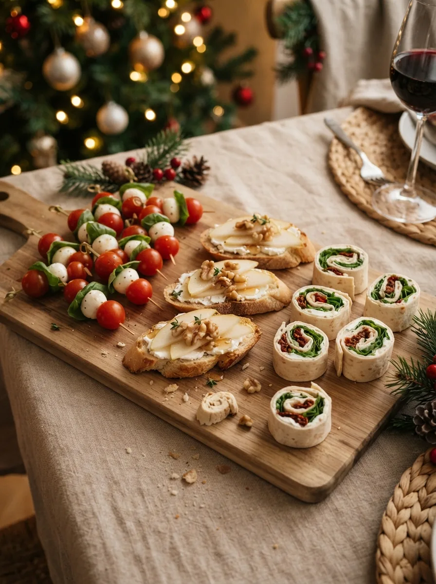 Illustrative festliche Fingerfood-Platte für Weihnachten