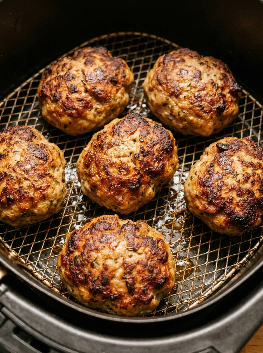 Illustrative goldbraune Frikadellen aus dem Airfryer