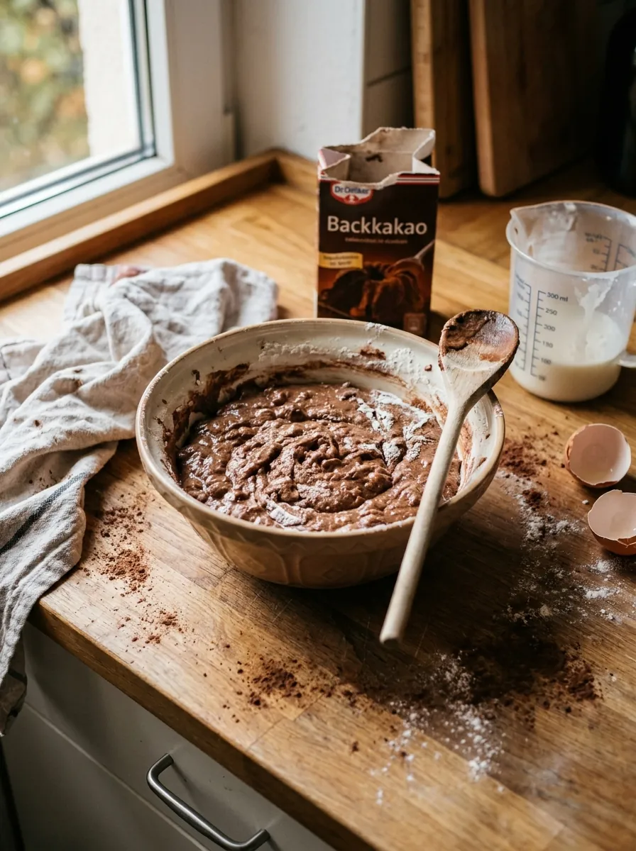 Illustratives Bild von Schokoladenteig für Halloween-Muffins