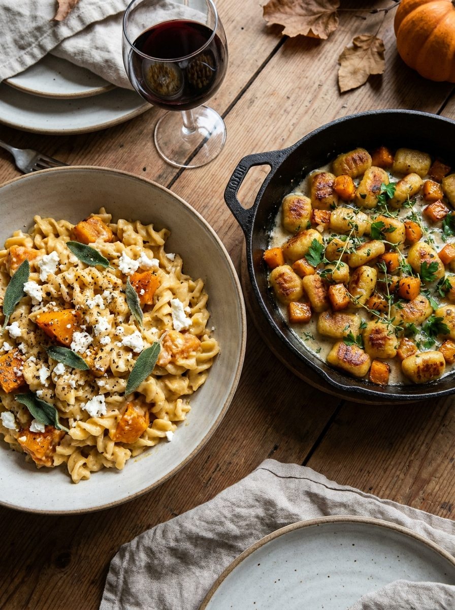 Cremige Kürbis-Feta-Pasta und Kürbis-Gnocchi-Pfanne für ein schnelles Herbst-Abendessen
