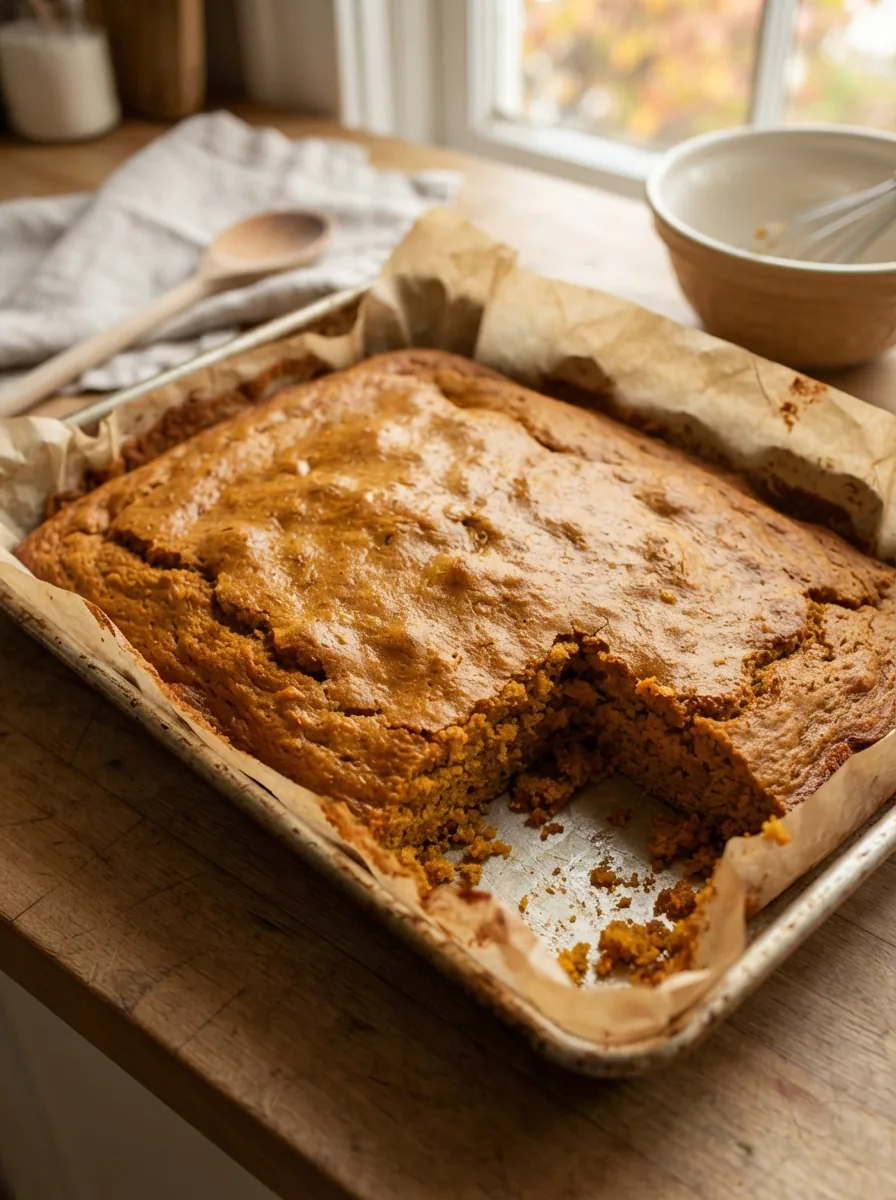 Illustrativer gebackener Kürbiskuchen vom Blech