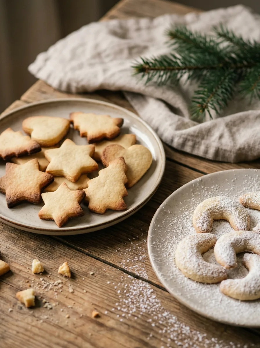 Illustrative Butterplätzchen und Vanillekipferl