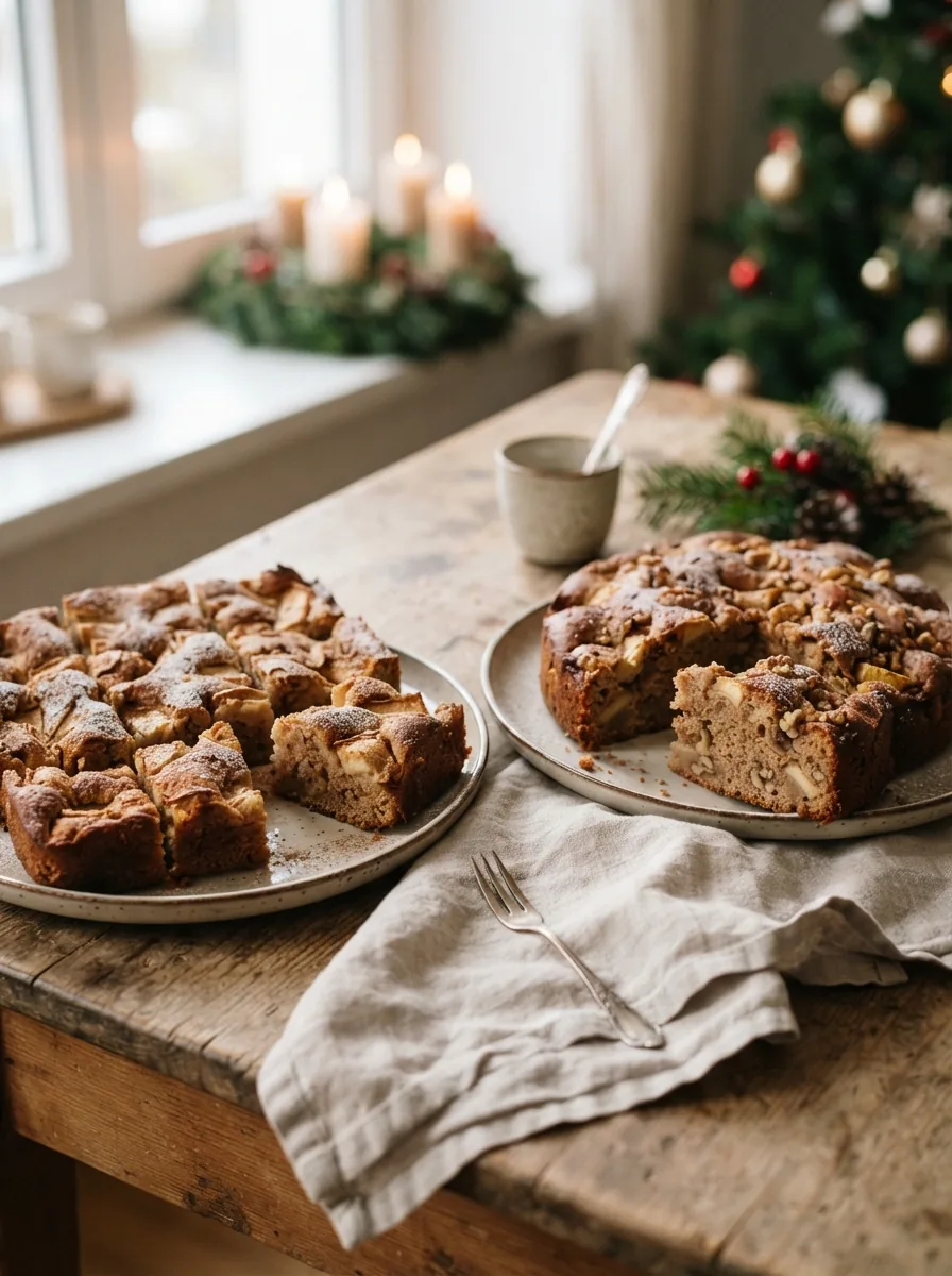 Weihnachtskuchen mit Apfel, Zimt und Walnüssen