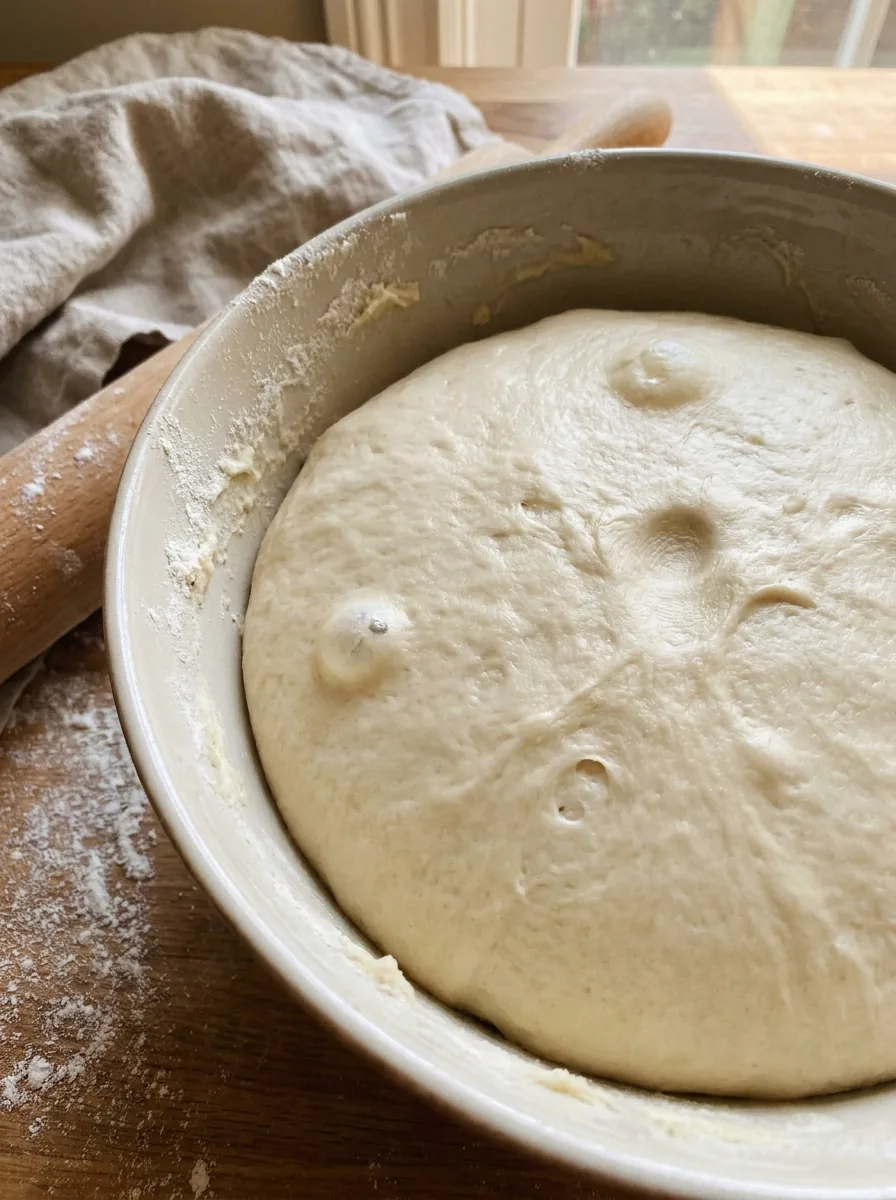 Illustrativer weich aufgegangener Hefeteig für Zimtschnecken